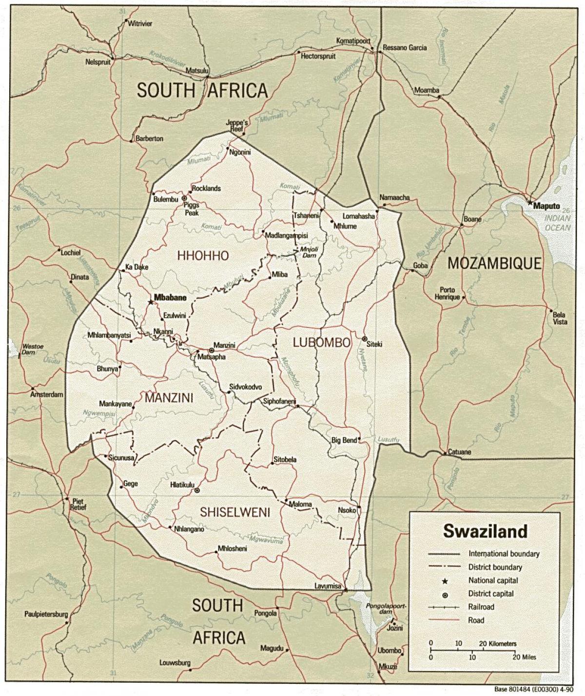 Карта ситеки Свазіленду