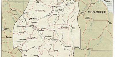 Карта Свазіленду показувати прикордонні пости