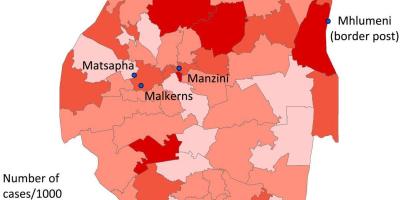 Карта Свазіленду по темі малярії